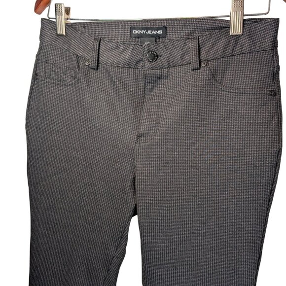 DKNY Jeans Womens Small Ponte Pants Gray Houndstooth Stretch Dress Trousers - Picture 2 of 5